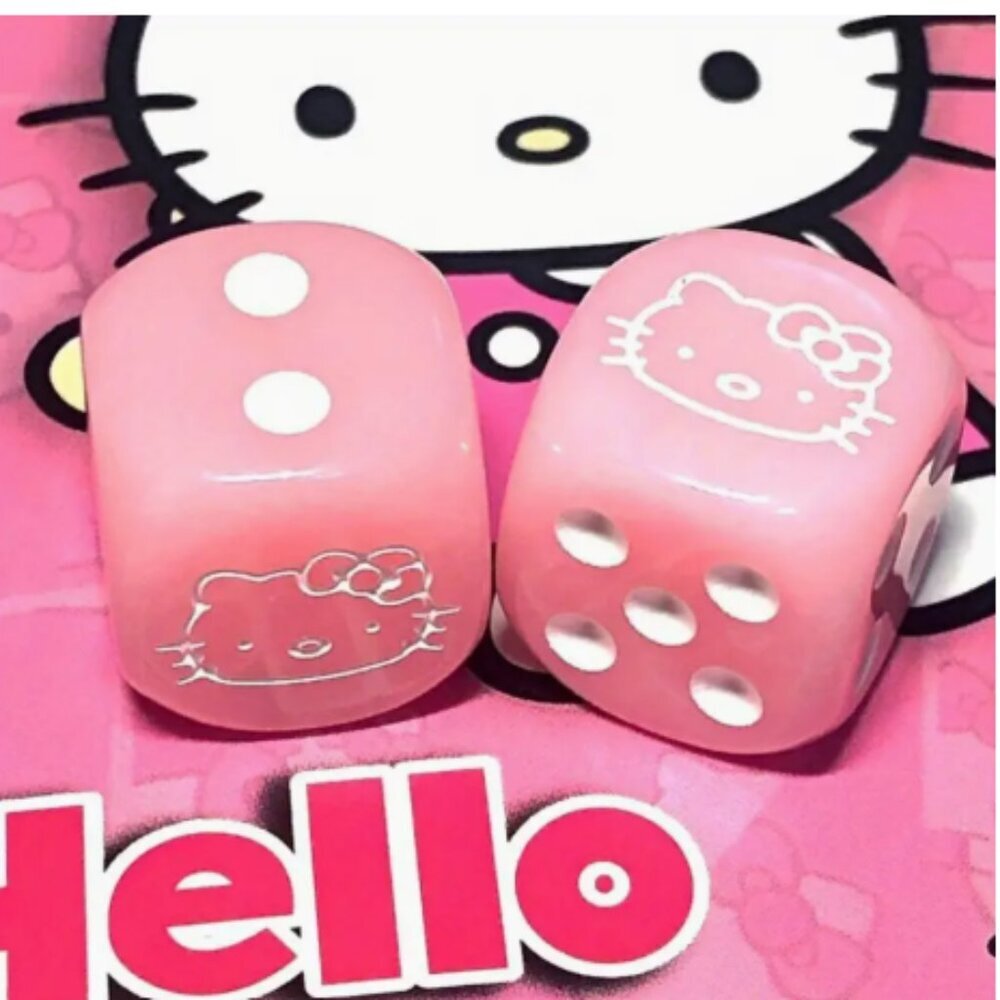 Hello Kitty Pink Dice 6 Set 14 mm NWT